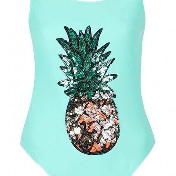 Rare London Sequin Pineapple One Piece Swimsuit - Picture 3 of 8